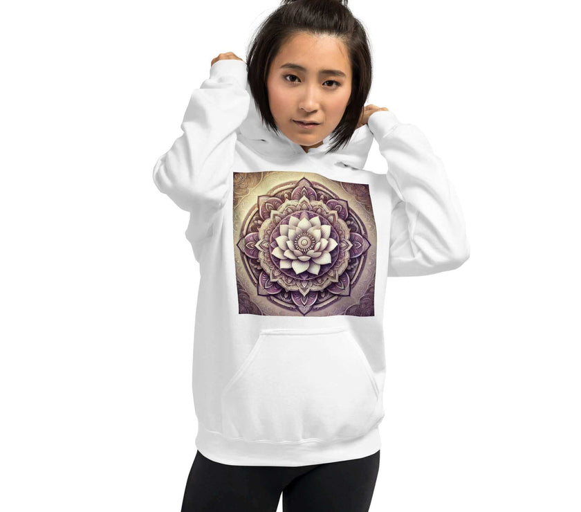 Golden Women's Buddha Mandala Hoodie, Spiritual Comfort, Boho Chic, Artistic Fashion, Mindfulness Hoodie, Meditation