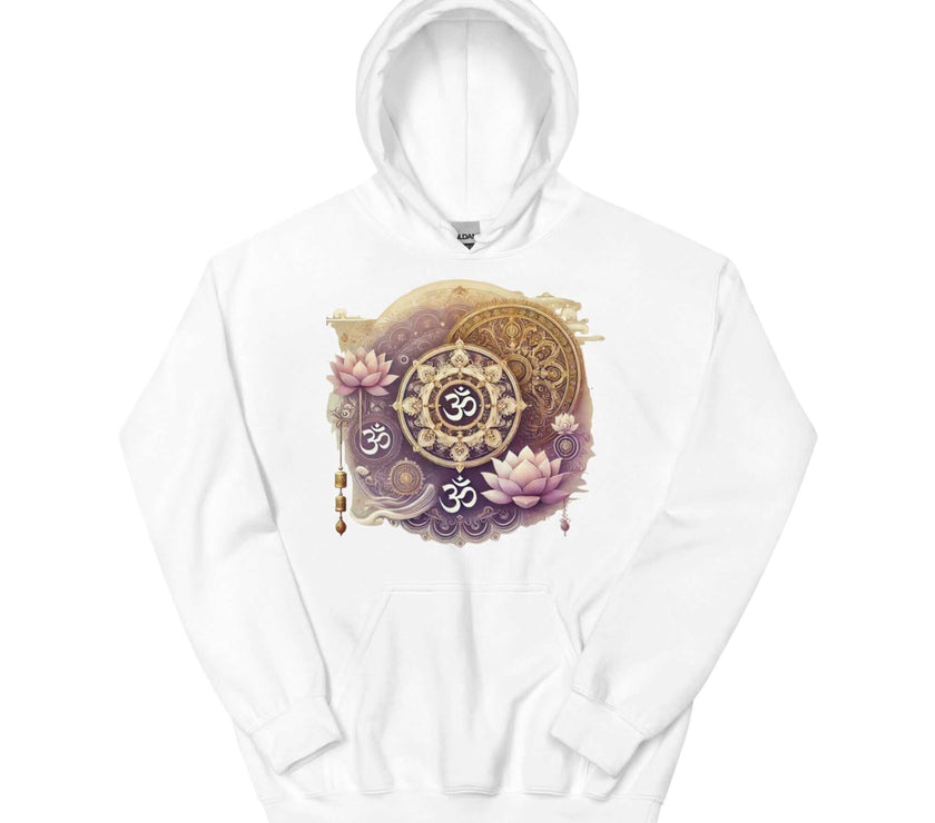 Om Mandala Women's Hoodie – Spiritual Purple and Gold Design, Yoga Hoodie, Meditation Clothing, Spiritual Fashion, Om Symbol Hoodie, Women's Fashion, Mandala Art