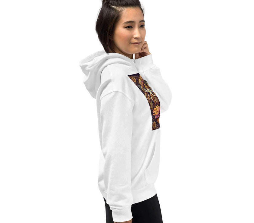**Om of the Three Gods Hoodie – Ganesha, Shiva, Parvati Design, Spiritual, Artistic, Comfortable, Balanced Energy**