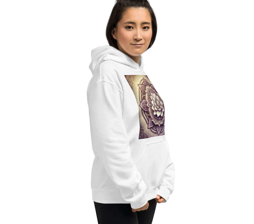 Golden Women's Buddha Mandala Hoodie, Spiritual Comfort, Boho Chic, Artistic Fashion, Mindfulness Hoodie, Meditation