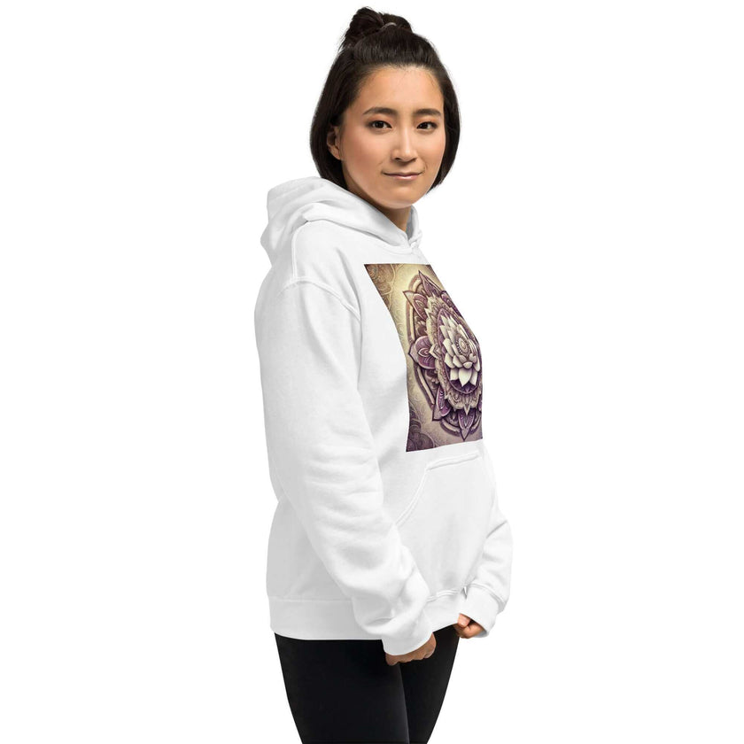 Golden Women's Buddha Mandala Hoodie, Spiritual Comfort, Boho Chic, Artistic Fashion, Mindfulness Hoodie, Meditation